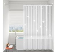 WQHPLMD Bathtub Shower Curtain 60x78, Hotel Shower Curtain with Hooks Semi-Transparent with Stars Pattern, 150x200cm