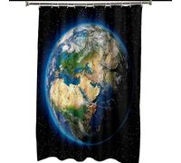 WQHPLMD Bathtub Shower Curtain 72x78, Shower Curtain with Grommets And Hooks Planet Themed Earth Pattern, 180x200cm