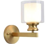 WQHPLMD Brass Glass Wall Light American Style for Living Room And Bedroom