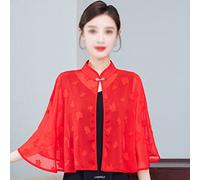 WQHPLMD Chiffon Shawl Thin Sun Protection Clothing Summer Cape Women's Lace Hollow Blouse Women's Cape (Color : C, Size : One Size)