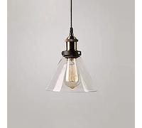WQHPLMD Chrome Base e27 Chandelier Pendant Light Industrial Ceiling Lamp conical Glass Shade Retro Lighting Hanging Lamp Pendant Lighting for Kitchen Island