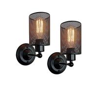 WQHPLMD Classico Illuminazione murale Rustica Light murale Industriale con Mesh Paralume Interno Lampada da Comodino Regolabile con Appunti Parete Vintage con Presa E27