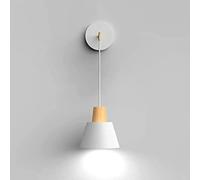 WQHPLMD Contemporary Nordic Bedroom Reading Light Fixture - Wood Wall Sconce with Metal Shade, 16cm x 40cm