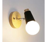WQHPLMD Creative Iron Metal Wall Light with Wood Accent for Bedroom, Vanity Mirror And More - E27