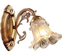 WQHPLMD Elegant Artistic Copper Wall Light with Vintage Flower Lampshade - for Any Room Style