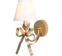 WQHPLMD Elegant Nordic Princess Bow Shape Wall Light for Girls Room - Gold/Pink Fabric Sconce