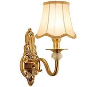 WQHPLMD Elegant Retro Metal Fixture Wall Light with Brushed Gold Finish & White Fabric Shade - Bedroom Decor