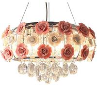 WQHPLMD Fiore di Ceramica con Rosa Flora da Piacere Chandelier da Sala da Pranzo Cameretta per Viviing Soggiorno Lounge Kitchen Lamp Stringa da Soletta Alluminio e Acciaio Alta 50x40cm