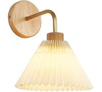 WQHPLMD French Refined Bedside Adjustable Pleated Fabric Shade Antique Brass Sconce for Bedroom Living Room Corridor Lighting