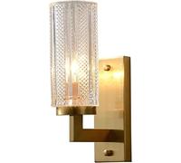 WQHPLMD Geometric Brass Headboard Wall Light Cylindrical Copper Glass Wall Light Fixture for Living Room And Corridors E14