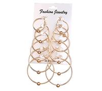 WQHPLMD Gioielli Gioielli per Donne Orecchini d'Argento, Orecchini di Grande Cerchio di Grandi Dimensioni Argento Colore Femmina retrò a Clip a Orecchio a Vapore a Clip da Sposa 6 Paia/Set S per
