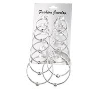 WQHPLMD Gioielli Gioielli per Donne Orecchini d'Argento, Orecchini di Grande Cerchio di Grandi Dimensioni Argento Colore Femmina retrò a Clip a Orecchio a Vapore a Clip da Sposa 6 Paia/Set S per
