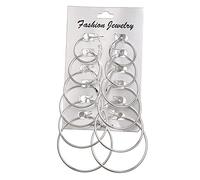 WQHPLMD Gioielli Gioielli per Donne Orecchini d'Argento, Orecchini di Grande Cerchio di Grandi Dimensioni Argento Colore Femmina retrò a Clip a Orecchio a Vapore a Clip da Sposa 6 Paia/Set S per