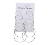 WQHPLMD Gioielli Gioielli per Donne Orecchini d'Argento, Orecchini di Grande Cerchio di Grandi Dimensioni Argento Colore Femmina retrò a Clip a Orecchio a Vapore a Clip da Sposa 6 Paia/Set S per
