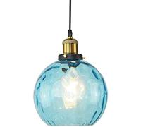 WQHPLMD Hand-Blown Glass Hanging Lamp - Bronze Blue E27/E26 with LED