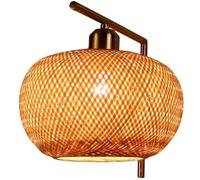 WQHPLMD Hand-Woven Rustic Wall Lamp - Vintage Wicker Aisle Light for Corridor & Bedroom