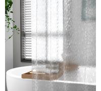 WQHPLMD Hotel 78x72, Peva Curtains for Bathroom with Hooks Semi-Transparent Geometric Pattern, 200x180cm Decorative Shower Curtain