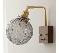 WQHPLMD Japanese Style Clear Brass Spherical Glass Bedside Lamp for Bedroom And Study Retro E27 Aisle Warehouse