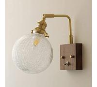 WQHPLMD Japanese Style Clear Brass Spherical Glass Bedside Lamp for Bedroom And Study Retro E27 Aisle Warehouse