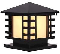 WQHPLMD Japanese-Style Stainless Steel Garden Pillar Post Lamp, Waterproof And Rustproof - Black Finish