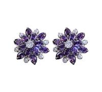 WQHPLMD Ladies Elegant Crystal Flowers Earrings Stone Flower Stud Earrings for Girls Ears Gorgeous Fashion Trend for Women Girls Valentine Holiday Party Present