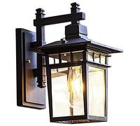 WQHPLMD Lampada a Parete Esterna Quadrata Lampada Vintage Esterna Impermeabile Esterna retrò Lanterna di aluminio in Alluminio con Vetro Trasparente E27 Base Sconce Matt Matt Nero per Balcony Porch