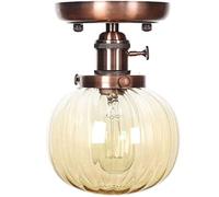 WQHPLMD Lampetto Retro Striped Glass for Bathroom Kitchen Living Room Dining Room Single Head Ceiling Light