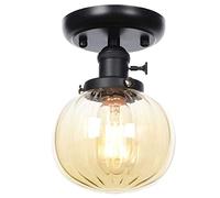 WQHPLMD Lampetto Retro Striped Glass for Bathroom Kitchen Living Room Dining Room Single Head Ceiling Light