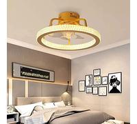 WQHPLMD LED Ceiling Fan with Remote Control Flush Mount Lights for Bedroom, Living Room, Dining Room & Bathroom - Dimmable