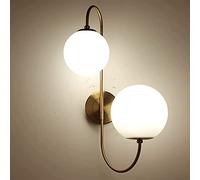 WQHPLMD LED Two-Lamp Interior Decorative Brass Lamp with Retro Style And Glass Sphere E27