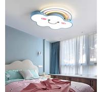 WQHPLMD Machine Acrylic Rainbow Cloud Flush Light Cartoon Blue Large LED Ceiling Mount Lamp Creative Personality Smile Face Ceiling Light for Bedroom Girls Room Study roomlight