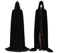 WQHPLMD Masquerade Adulto di Halloween Cloak Cosplay Prop Death Morte Costore di Mantello con Cappuccio Costume Fantasy, Nero, Medio