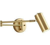 WQHPLMD Metal Adjustable Wall Sconce Gold Swing Arm LED Bedside Reading Light for Bedroom Living Room Hotel Porch Hallway Office