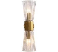WQHPLMD Minimalist Double Head Brass Lamp with Gourd-Shaped Glass Shade E14 Sconce for Corridor, Dining Room & Bedroom