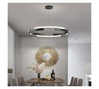 WQHPLMD Minimalist LED Chandelier with Remote Control for Kitchen Dining Room Bedroom Creative Black Round Hanging Ceiling Light