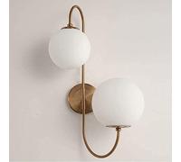 WQHPLMD Minimalist Nordic Gold Wall Light Lamp - Elegant White Globe Indoor Bedroom & Living Room Lighting