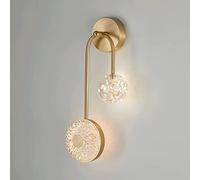 WQHPLMD Minimalist Wall Sconce LED Glass Light for Bedroom, Living Room And Corridor - Voluminous Light with Copper And Gypsophila
