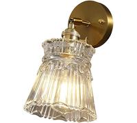 WQHPLMD Monte da parete in ottone nordico Motivano Light Pattern Glass Wall Sconce INDIFICATO IN IN INDIUTTO, camera da letto DECORE SOLAMENTO DEI DELLA MOLTO E27 PERCHINE DELLA TELE APPLACCIO SINGOLA