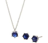 WQHPLMD Necklace Silver Jewellery Sets for Women, Sterling Zirconia Pendant And Birthstones Stud Earrings Set Bridal Wedding Bridesmaid Ladies Gift