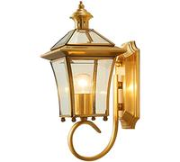 WQHPLMD Polished Brass Solid Bedside Lantern with Elegant And Clear Beveled Glass