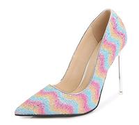 WQHPLMD Pompe da Donna Slip a Punta su Scarpe da Stiletto Bocca Poco Profonda Scarpa a Colori Talloni a Punta Adatta per la Cena Casual Occupazione