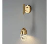 WQHPLMD Postmodern Copper Crystal Wall Light - Elegant LED Sconce for Living Room, Bedroom & Hallway