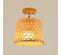 WQHPLMD Rattan Wicker Chandelier Semi Flush Mount Ceiling Light E27 for Bedroom Hallway Kitchen Dining Room Living Room Warehouse Loft Study Bedroom Balcony Courtyard Hotel