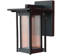 WQHPLMD Retro European Outdoor Wall Light with Clear Ribbed Glass Shade, IP54 Aluminum Mounting Fixture for Garden And Balcony
