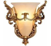 WQHPLMD Retro European Style Wall Light with Glass Shade, Rustic Headboard Lamp for Living Room - 33 x 13 x 34 cm