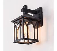 WQHPLMD Retro Wall Mount Lantern - Black Finish, Elegant Outdoor Lighting for Living Room & Bedroom