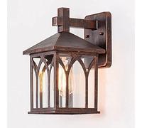 WQHPLMD Retro Wall Mount Lantern - Black Finish, Elegant Outdoor Lighting for Living Room & Bedroom