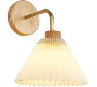 WQHPLMD Rustic Brass Sconce with Adjustable Pleated Fabric Shade - Elegant French Vintage Lamp for Bedroom And Living Room