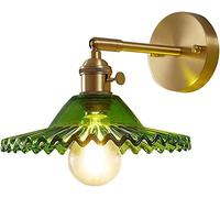 WQHPLMD Rustic Green Copper Wall Light with Vintage Lampshade for Living Room, Bedroom, Kitchen And More