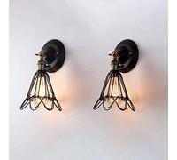 WQHPLMD Rustic Industrial Wall Light - Adjustable Wire Cage, Metal Lampshade, 30cm High, 15cm Diameter for Bedroom & Living Room